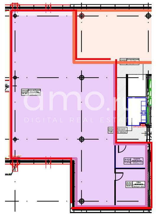 Планировка офиса 227.24-1248.61 м², 5 этаж, Бизнес-центр «Штаб-квартира Роберт Бош»